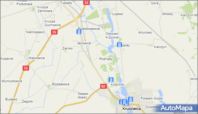 mapa Rożniaty gmina Kruszwica, Rożniaty gmina Kruszwica na mapie Targeo