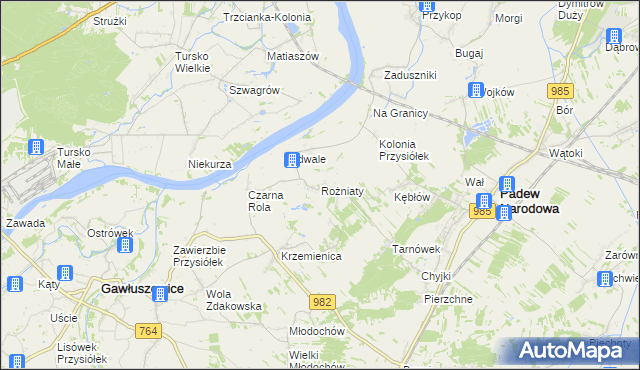 mapa Rożniaty gmina Padew Narodowa, Rożniaty gmina Padew Narodowa na mapie Targeo