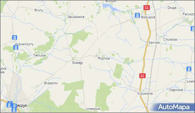 mapa Rożnów gmina Wołczyn, Rożnów gmina Wołczyn na mapie Targeo