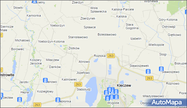 mapa Roztoka gmina Kleczew, Roztoka gmina Kleczew na mapie Targeo
