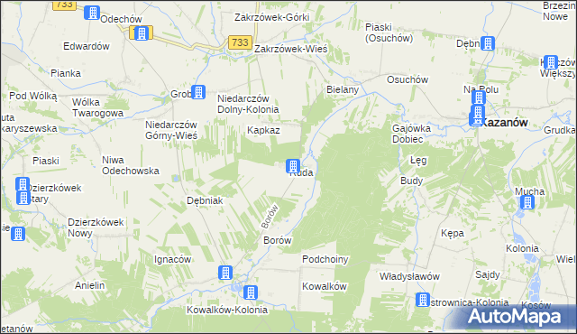 mapa Ruda gmina Kazanów, Ruda gmina Kazanów na mapie Targeo
