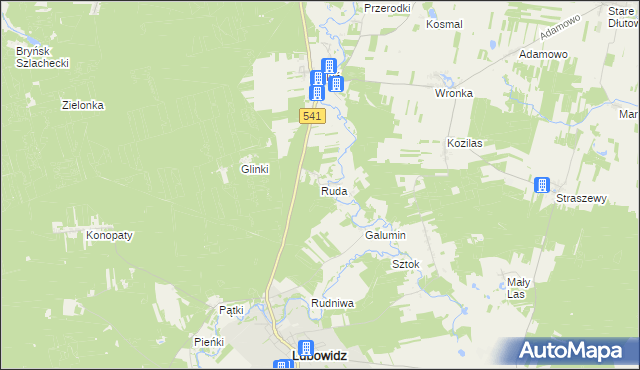 mapa Ruda gmina Lubowidz, Ruda gmina Lubowidz na mapie Targeo
