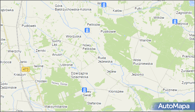 mapa Ruda Jeżewska, Ruda Jeżewska na mapie Targeo