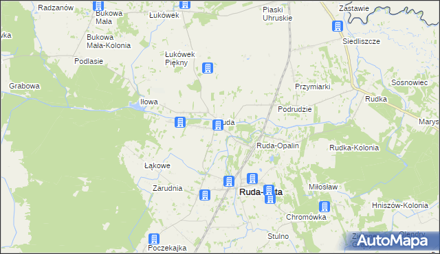 mapa Ruda-Kolonia gmina Ruda-Huta, Ruda-Kolonia gmina Ruda-Huta na mapie Targeo