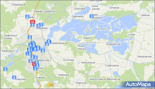 mapa Ruda Milicka, Ruda Milicka na mapie Targeo