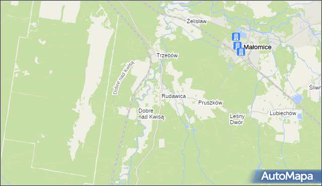 mapa Rudawica gmina Żagań, Rudawica gmina Żagań na mapie Targeo