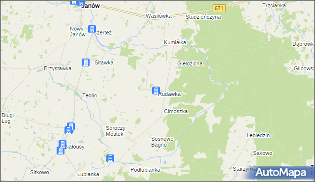 mapa Rudawka gmina Janów, Rudawka gmina Janów na mapie Targeo