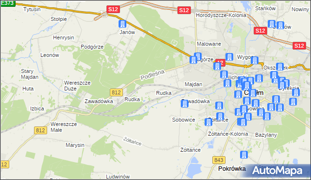 mapa Rudka gmina Chełm, Rudka gmina Chełm na mapie Targeo