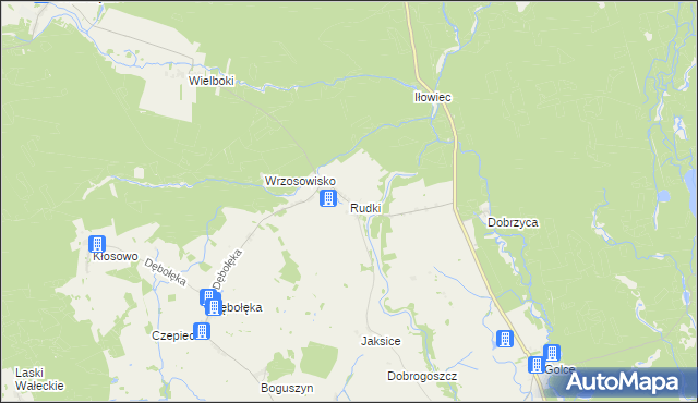 mapa Rudki gmina Wałcz, Rudki gmina Wałcz na mapie Targeo