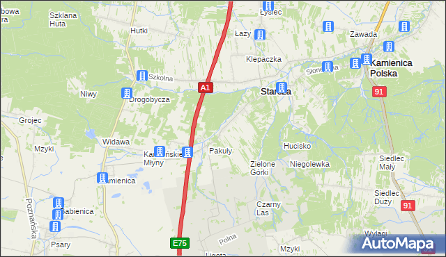 mapa Rudnik Mały gmina Starcza, Rudnik Mały gmina Starcza na mapie Targeo