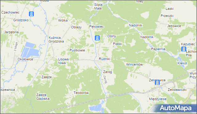 mapa Rudniki gmina Koniecpol, Rudniki gmina Koniecpol na mapie Targeo