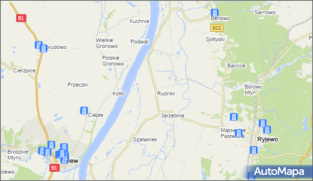 mapa Rudniki gmina Ryjewo, Rudniki gmina Ryjewo na mapie Targeo