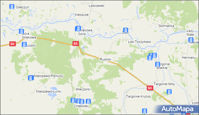 mapa Rudniki gmina Zawady, Rudniki gmina Zawady na mapie Targeo