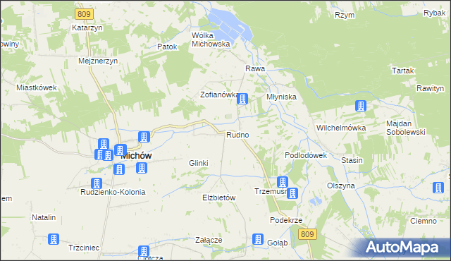 mapa Rudno gmina Michów, Rudno gmina Michów na mapie Targeo