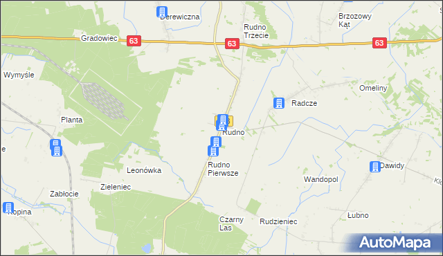 mapa Rudno gmina Milanów, Rudno gmina Milanów na mapie Targeo