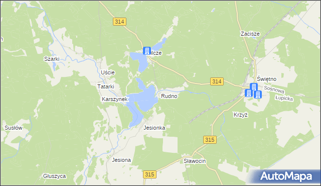 mapa Rudno gmina Wolsztyn, Rudno gmina Wolsztyn na mapie Targeo