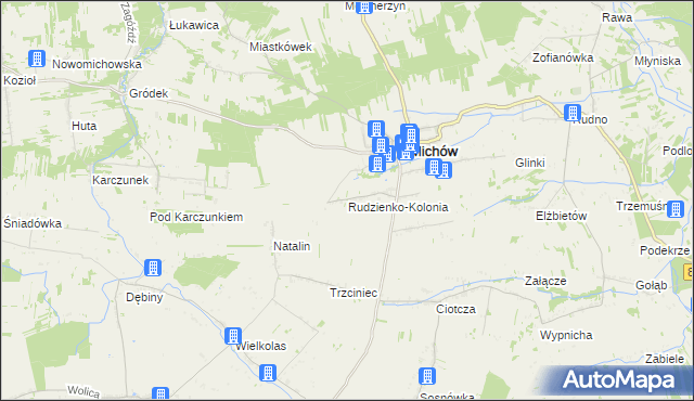 mapa Rudzienko-Kolonia, Rudzienko-Kolonia na mapie Targeo