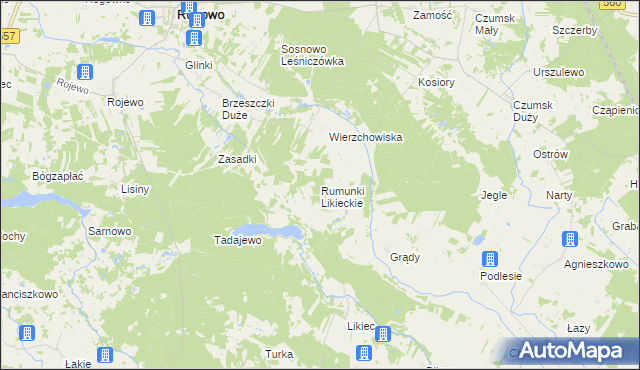 mapa Rumunki Likieckie, Rumunki Likieckie na mapie Targeo