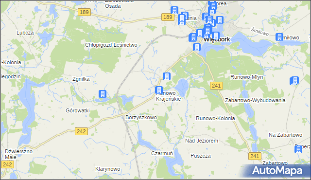 mapa Runowo Krajeńskie, Runowo Krajeńskie na mapie Targeo