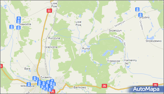 mapa Rurka gmina Chojna, Rurka gmina Chojna na mapie Targeo