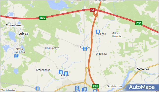 mapa Rusinów gmina Świebodzin, Rusinów gmina Świebodzin na mapie Targeo