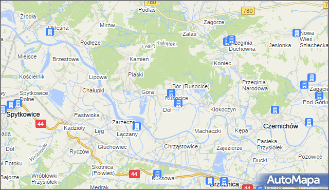 mapa Rusocice gmina Czernichów, Rusocice gmina Czernichów na mapie Targeo