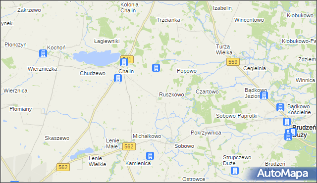 mapa Ruszkowo gmina Dobrzyń nad Wisłą, Ruszkowo gmina Dobrzyń nad Wisłą na mapie Targeo
