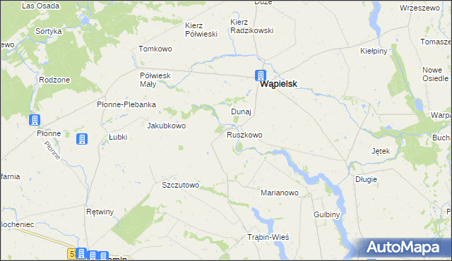 mapa Ruszkowo gmina Wąpielsk, Ruszkowo gmina Wąpielsk na mapie Targeo