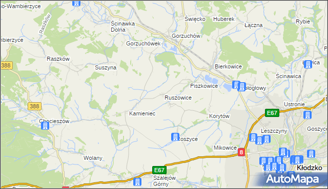 mapa Ruszowice gmina Kłodzko, Ruszowice gmina Kłodzko na mapie Targeo