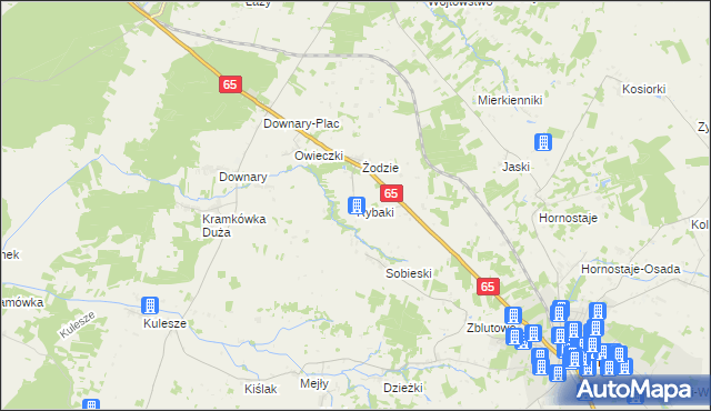 mapa Rybaki gmina Mońki, Rybaki gmina Mońki na mapie Targeo