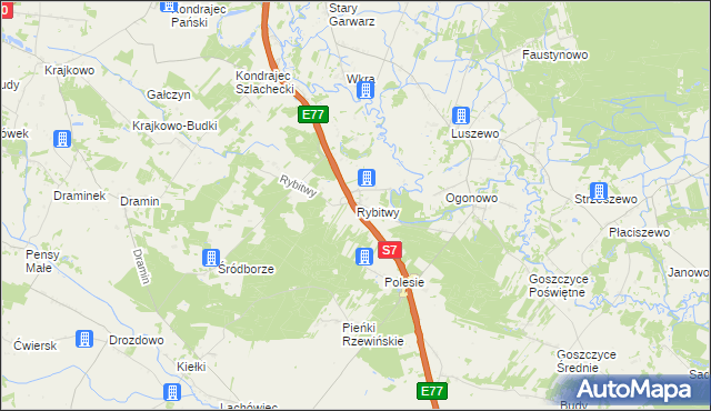 mapa Rybitwy gmina Baboszewo, Rybitwy gmina Baboszewo na mapie Targeo
