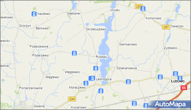 mapa Rybitwy gmina Łubowo, Rybitwy gmina Łubowo na mapie Targeo