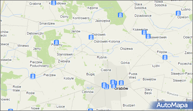 mapa Rybnik gmina Grabów, Rybnik gmina Grabów na mapie Targeo