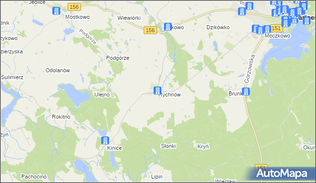 mapa Rychnów gmina Barlinek, Rychnów gmina Barlinek na mapie Targeo