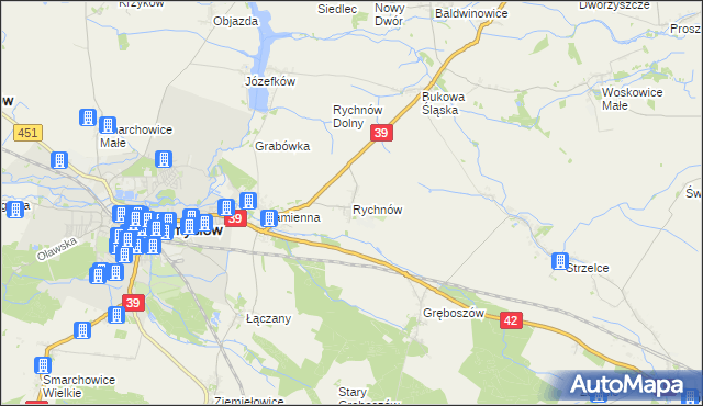 mapa Rychnów gmina Namysłów, Rychnów gmina Namysłów na mapie Targeo