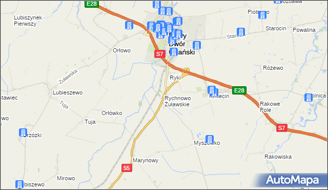 mapa Rychnowo Żuławskie, Rychnowo Żuławskie na mapie Targeo