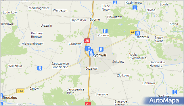 mapa Rychwał, Rychwał na mapie Targeo