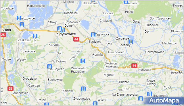 mapa Ryczów gmina Spytkowice, Ryczów gmina Spytkowice na mapie Targeo