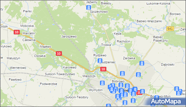 mapa Rydzewo gmina Sierpc, Rydzewo gmina Sierpc na mapie Targeo