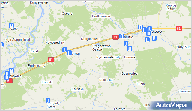 mapa Rydzewo-Gozdy, Rydzewo-Gozdy na mapie Targeo