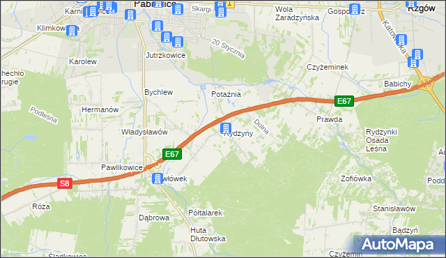 mapa Rydzyny, Rydzyny na mapie Targeo