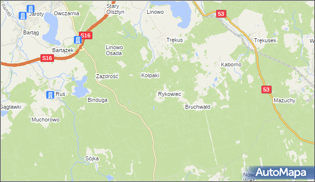 mapa Rykowiec, Rykowiec na mapie Targeo