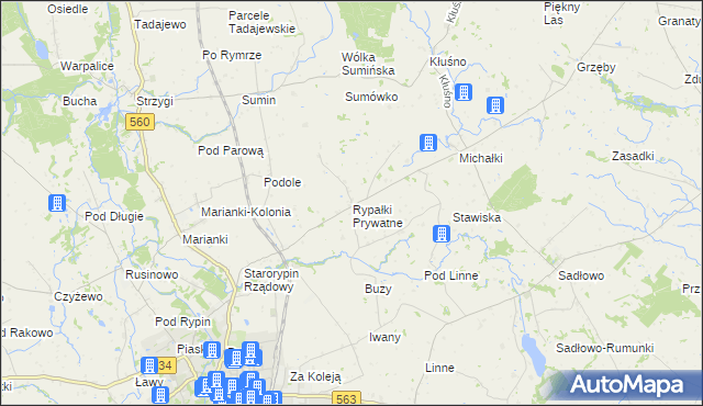 mapa Rypałki Prywatne, Rypałki Prywatne na mapie Targeo