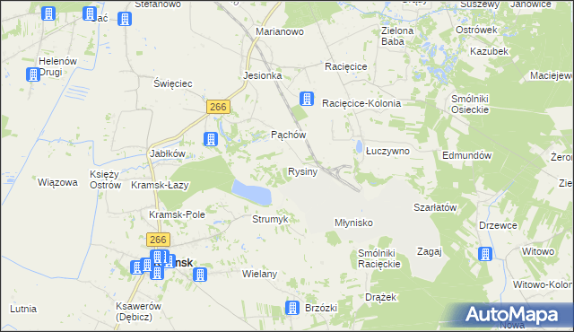 mapa Rysiny gmina Kramsk, Rysiny gmina Kramsk na mapie Targeo