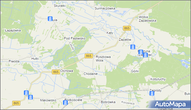 mapa Ryszkowa Wola, Ryszkowa Wola na mapie Targeo