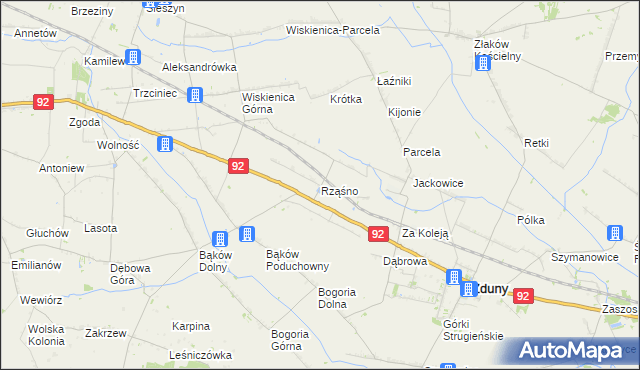 mapa Rząśno, Rząśno na mapie Targeo