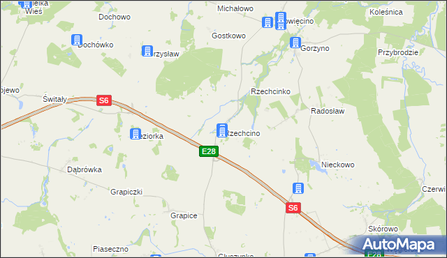 mapa Rzechcino, Rzechcino na mapie Targeo