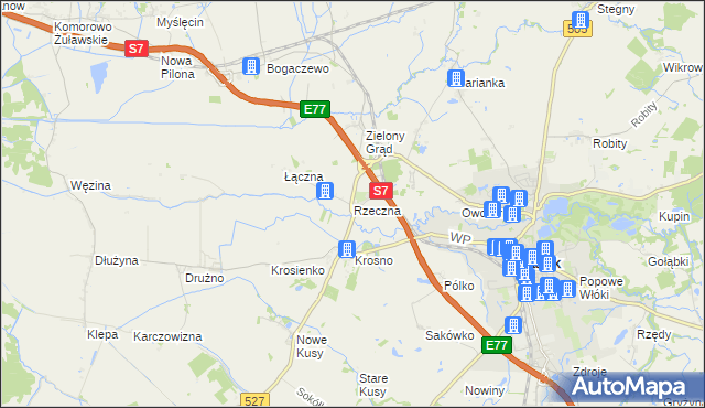 mapa Rzeczna, Rzeczna na mapie Targeo