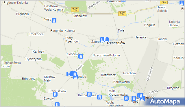 mapa Rzeczniów-Kolonia, Rzeczniów-Kolonia na mapie Targeo