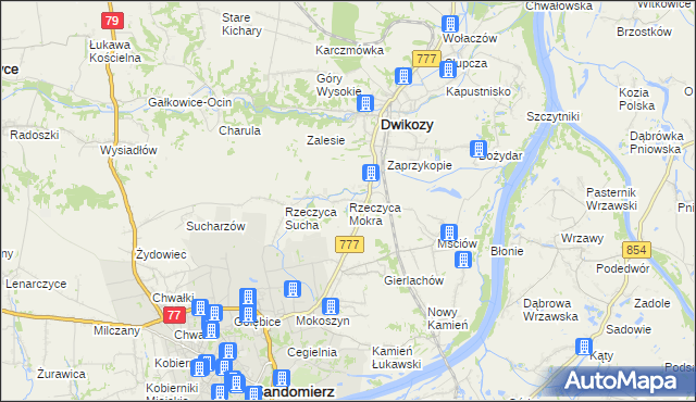 mapa Rzeczyca Mokra, Rzeczyca Mokra na mapie Targeo